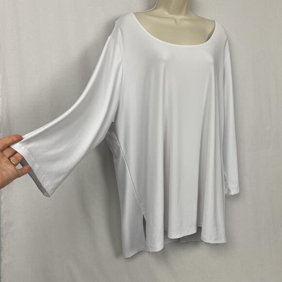 Slinky Brand Tunic Top Womens 3X White Scoop Neck Stretch Travel Knit Flowy - Picture 3 of 12
